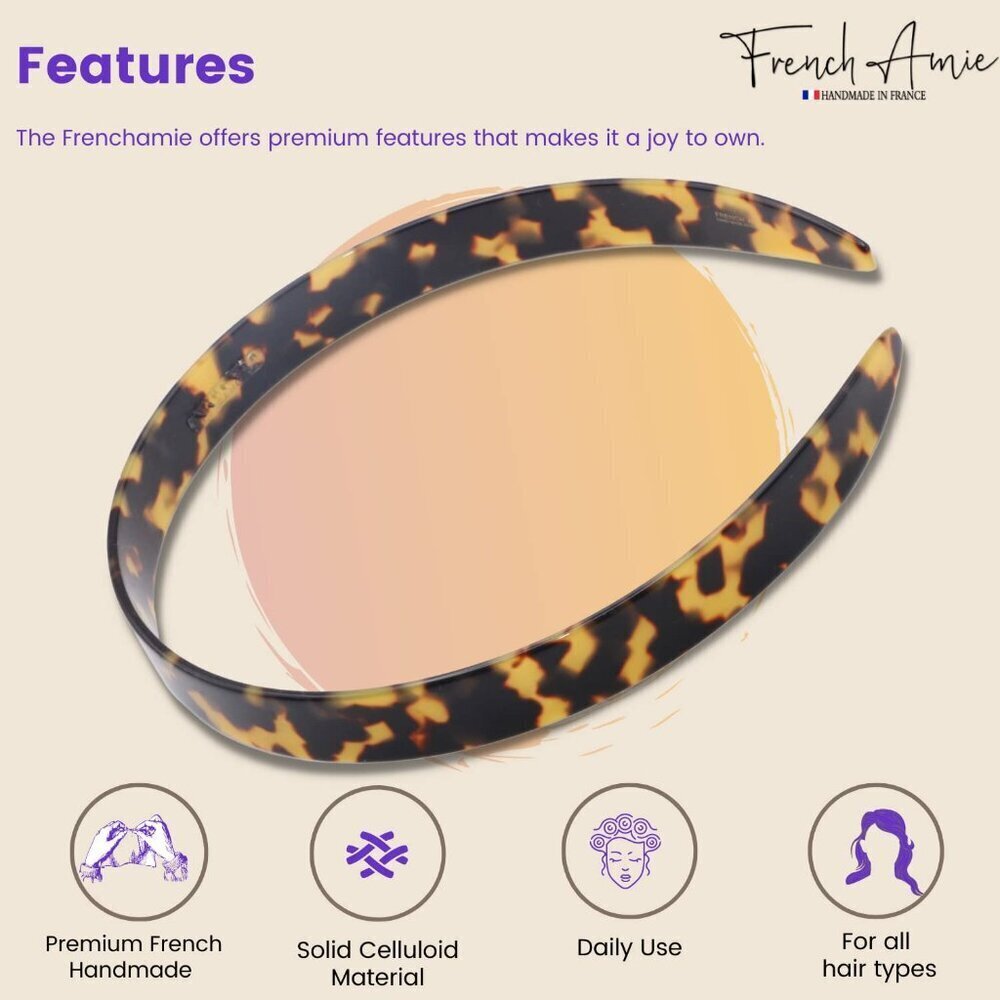 Wide Celluloid French Headband Women Hair Accessory Non Slip Flexible Stylish - Picture 2 of 8